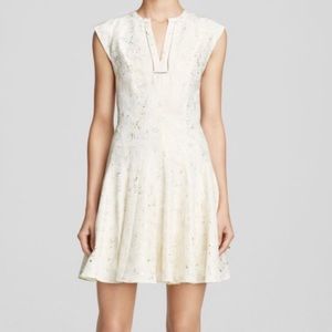 Rebecca Taylor l White Dress with RoseGold Flecks